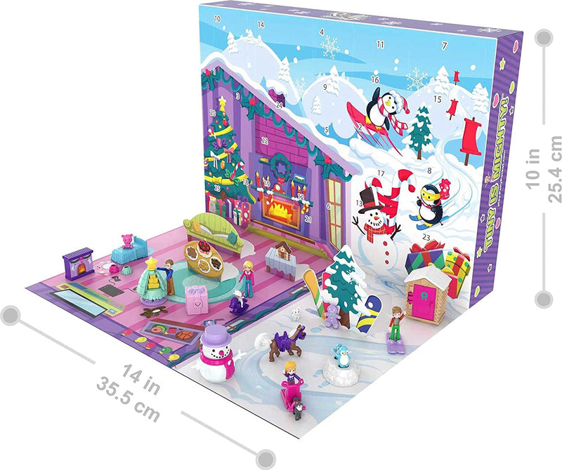 Polly Pocket Advent Calendar - Winter Family Fun Theme & 25 Days of Surprises (34 total Play Pieces) Toys & Games Mattel