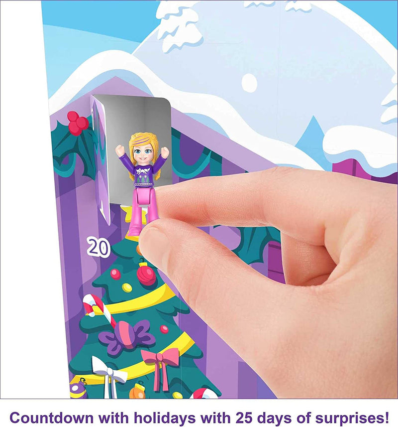 Polly Pocket Advent Calendar - Winter Family Fun Theme & 25 Days of Surprises (34 total Play Pieces) Toys & Games Mattel