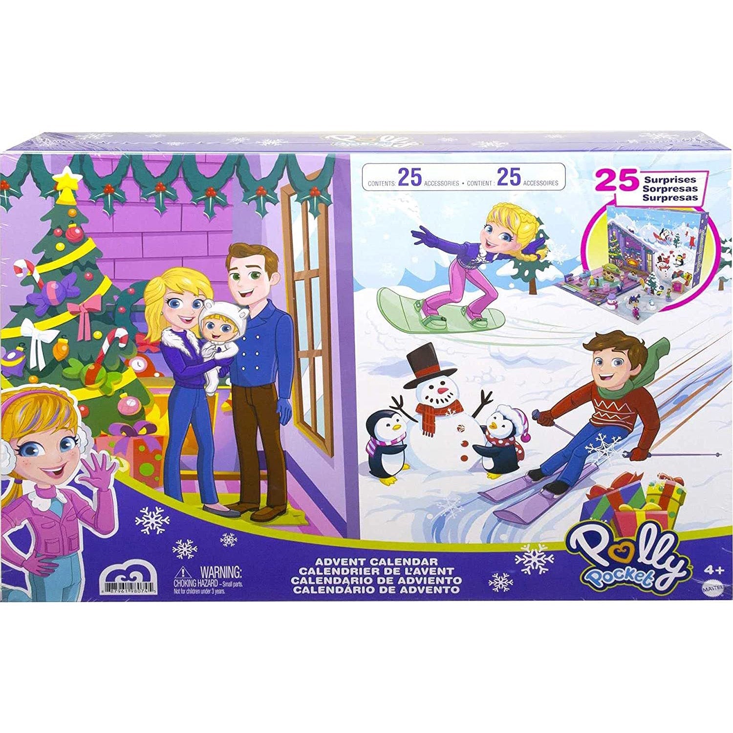 Polly Pocket Advent Calendar - Winter Family Fun Theme & 25 Days of Surprises (34 total Play Pieces) Toys & Games Mattel