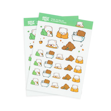 Milk Mocha Bear: Time to Relax Planner Sticker Sheets Decorative Stickers Milk Mocha Bear