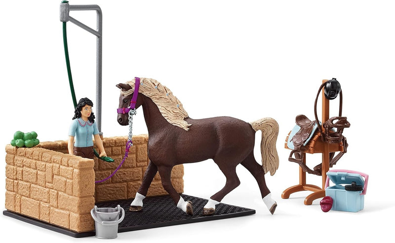 Schleich Horse Club: Equestrian Washing Area Horse Playset - 19-Piece Set #42438 Toys & Games Schleich