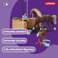 Schleich Horse Club: Equestrian Washing Area Horse Playset - 19-Piece Set #42438 Toys & Games Schleich