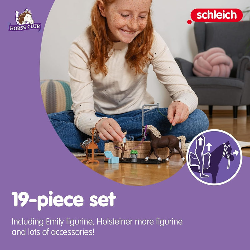 Schleich Horse Club: Equestrian Washing Area Horse Playset - 19-Piece Set #42438 Toys & Games Schleich