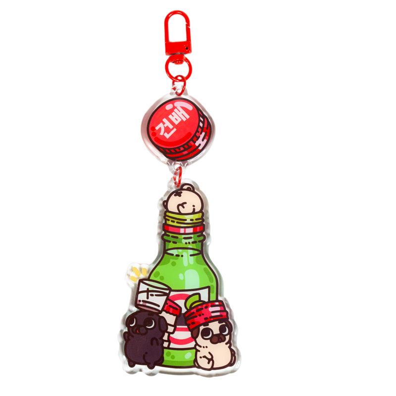 Soju Shot Mini Puglies Acrylic Keychain Accessory Puglie Mart
