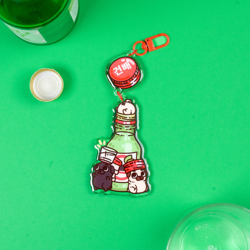 Soju Shot Mini Puglies Acrylic Keychain Accessory Puglie Mart