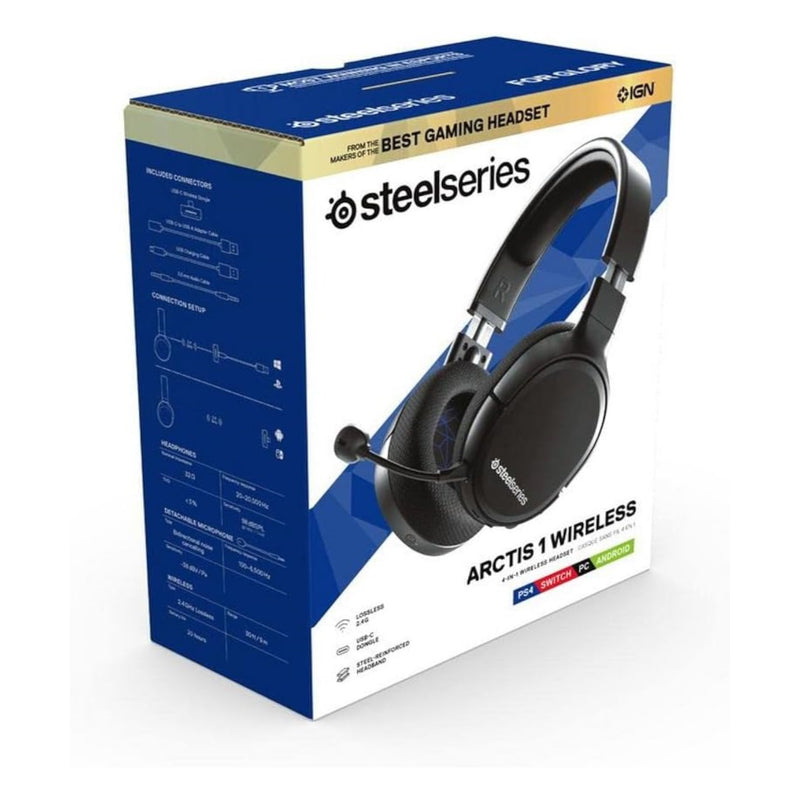 SteelSeries Arctis 1 Wireless Gaming Headset USB-C Detachable Clearcast Microphone for Nintendo Switch and Lite, PC, PS4, Android Black PC Accessories SteelSeries
