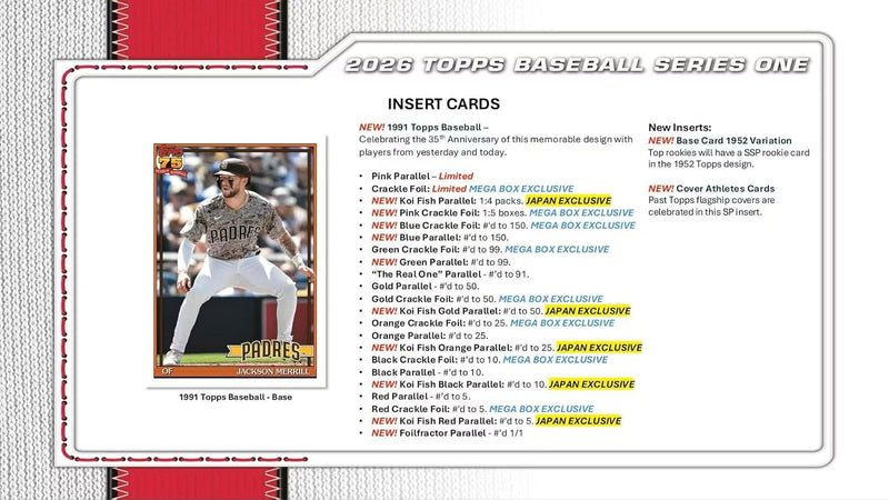 Topps: 2026 Series 1 Baseball Mega Box Sports Cards Topps