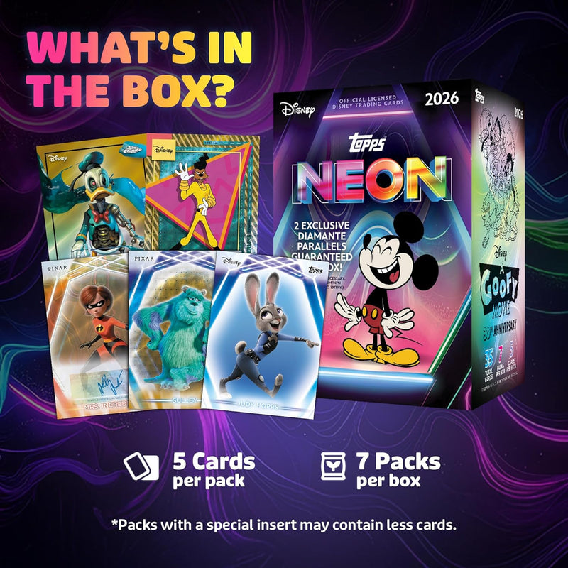 2026 Topps Neon Disney - Blaster Box (35 Cards) Sports Cards Upper Deck
