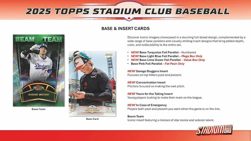 Topps: MLB 2025 Stadium Club Baseball Blaster Box (8 packs)