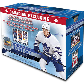 Upper Deck: 2017-18 Hockey Series 1 Canadian Exclusive Team Triples Blaster (10 Packs plus 1 Bonus Pack) Sports Cards Upper Deck