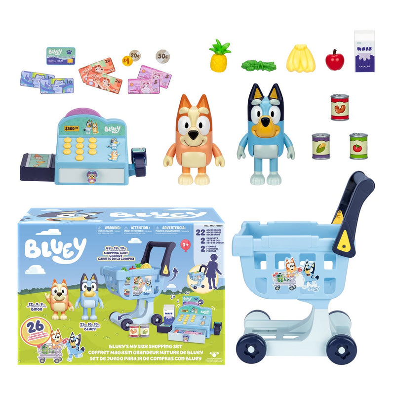 Bluey: My Size Shopping Cart Set - 26 Piece Play Set Toys & Games Moose Toys