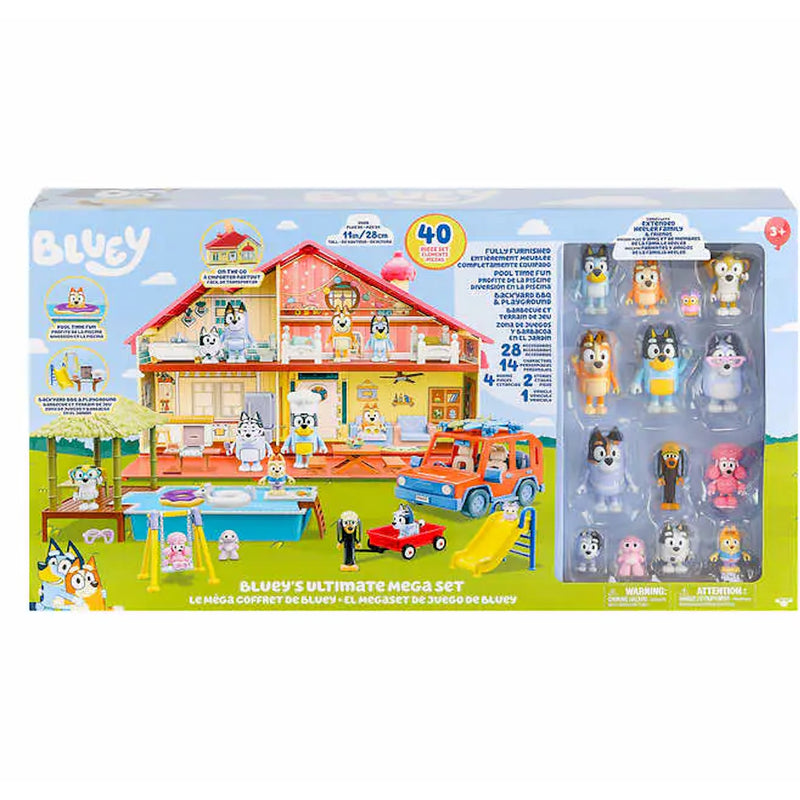 Bluey's Ultimate Mega Set - 40 Piece Set, 14 Character Figures, 4 Sets Toys & Games Moose Toys