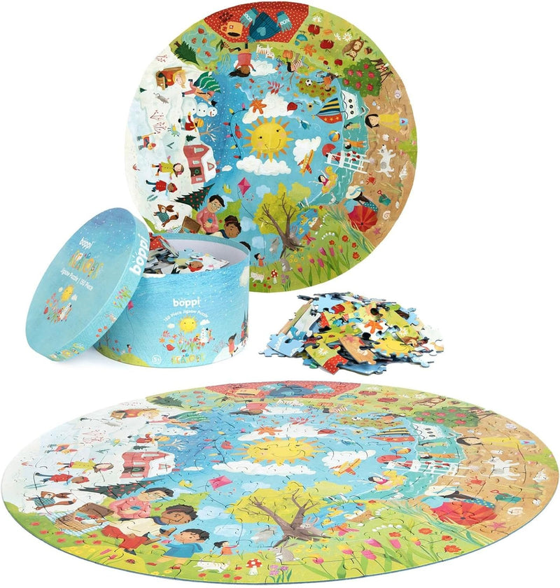 Boppi Round Jigsaw Puzzle - Seasons - 150 Piece Puzzle Board Game Boppi