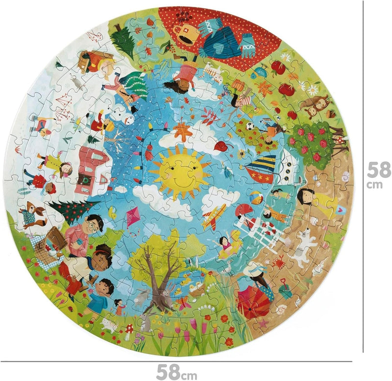 Boppi Round Jigsaw Puzzle - Seasons - 150 Piece Puzzle Board Game Boppi
