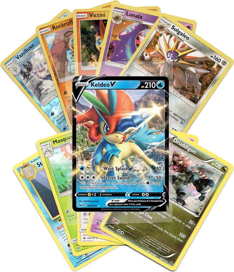 Bulk Pokemon Cards: 50 Assorted Cards with Guaranteed V Pokemon Card Game Pokemon