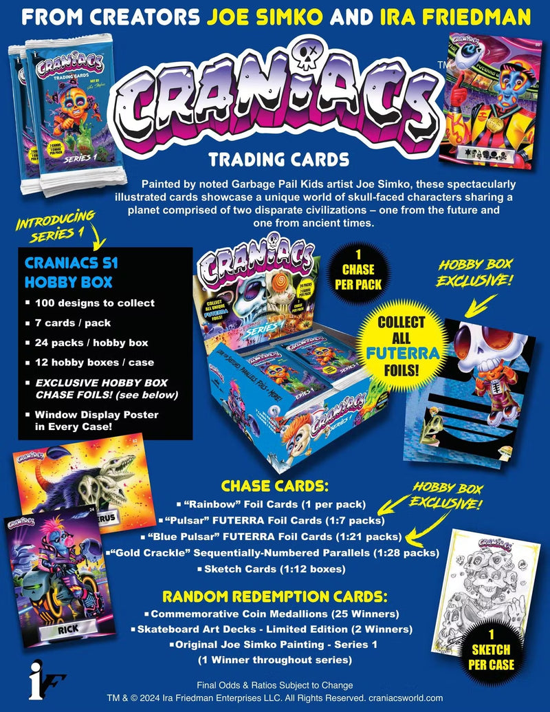 Craniacs TCG: Series 1 Trading Cards Hobby Box - 24 Packs Card Game Craniacs