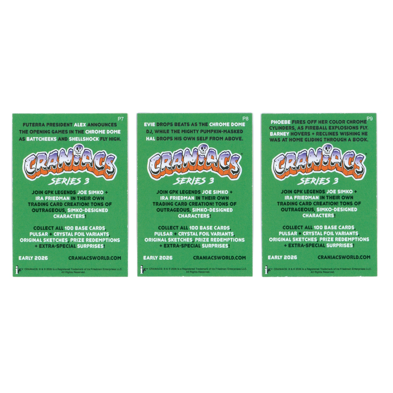 2025 Philly Craniacs 3 Card Dinner Promo Series Bundle (P7, P8, P9) Card Game Craniacs