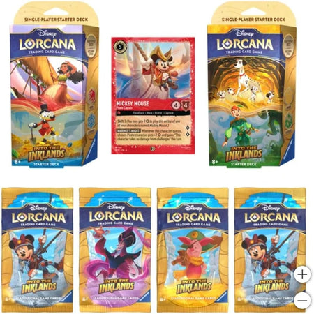 Disney Lorcana TCG: 2 Ready-to-Play Decks - 1 Booster Pack, 4 Additional Booster Packs and 1 Promo Card Card Game Ravensburger