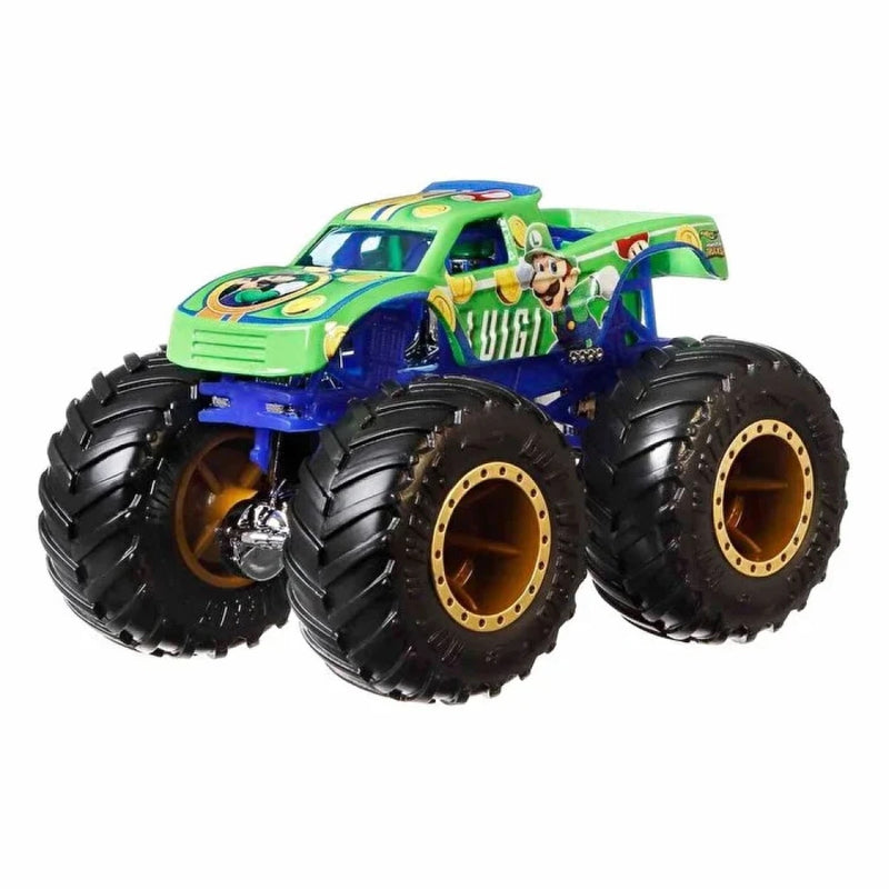 Hot Wheels Monster Trucks 1:64 Super Mario Themed Vehicle - Luigi Toys & Games Mattel