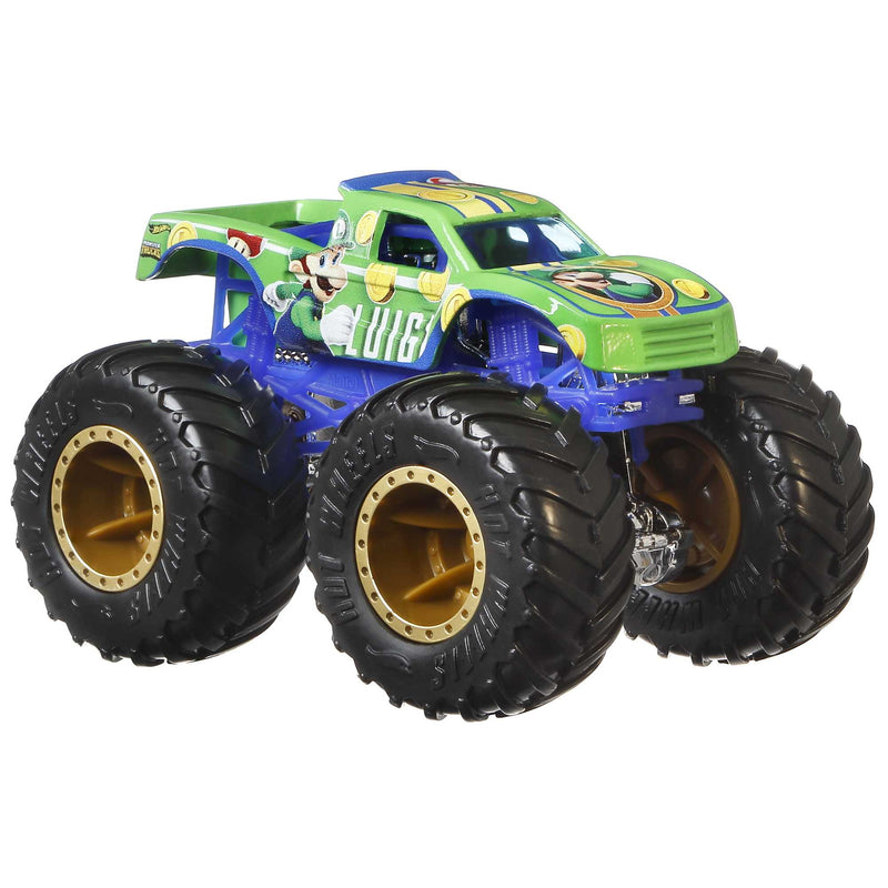 Hot Wheels Monster Trucks 1:64 Super Mario Themed Vehicle - Luigi Toys & Games Mattel