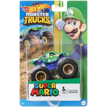 Hot Wheels Monster Trucks 1:64 Super Mario Themed Vehicle - Luigi Toys & Games Mattel