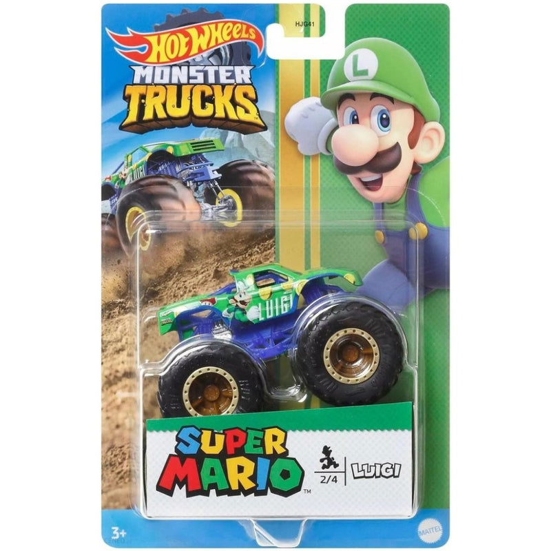 Hot Wheels Monster Trucks 1:64 Super Mario Themed Vehicle - Luigi Toys & Games Mattel