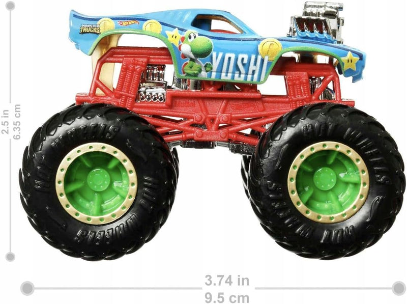 Hot Wheels Monster Trucks 1:64 Super Mario Themed Vehicle - Yoshi Toys & Games Mattel