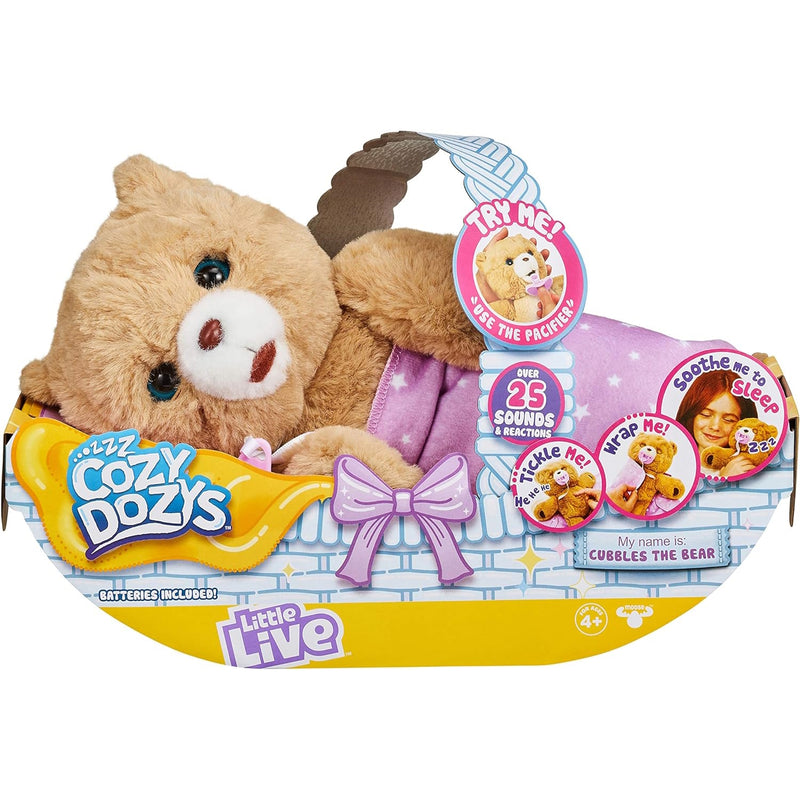 Little Live Pets Cozy Dozy: Cubbles the Bear - 4" Interactive Teddy Bear Toys & Games Moose Toys