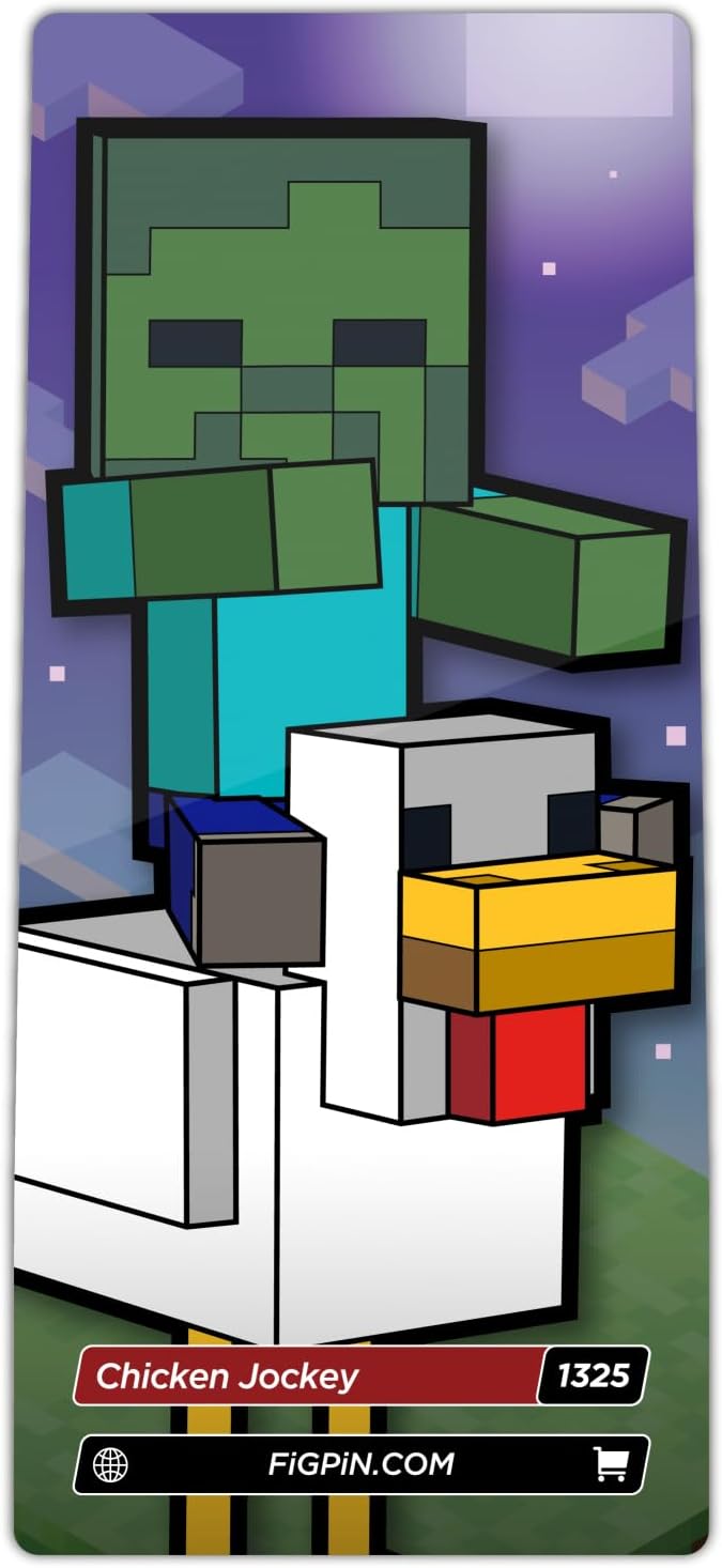 Minecraft FiGPiN: Chicken Jockey #1325 FiGPiN Official Exclusive – Limited Edition of 750 Pieces Enamel Pin FiGPiN
