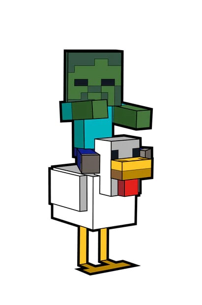 Minecraft FiGPiN: Chicken Jockey #1325 FiGPiN Official Exclusive – Limited Edition of 750 Pieces Enamel Pin FiGPiN