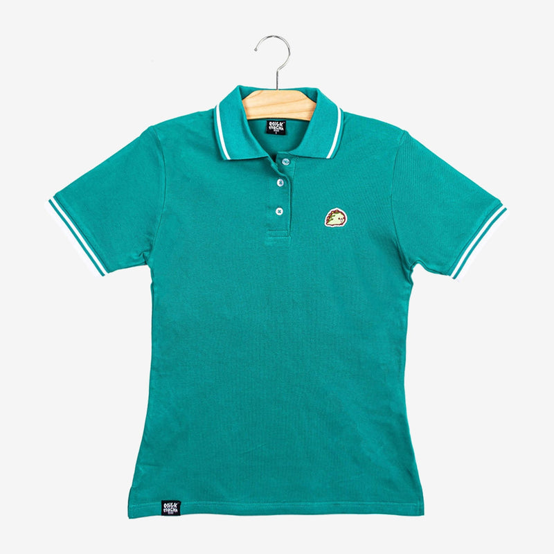 Milk Mocha Bear: Matcha Polo Shirt Polos Milk Mocha Bear Teal Women XS
