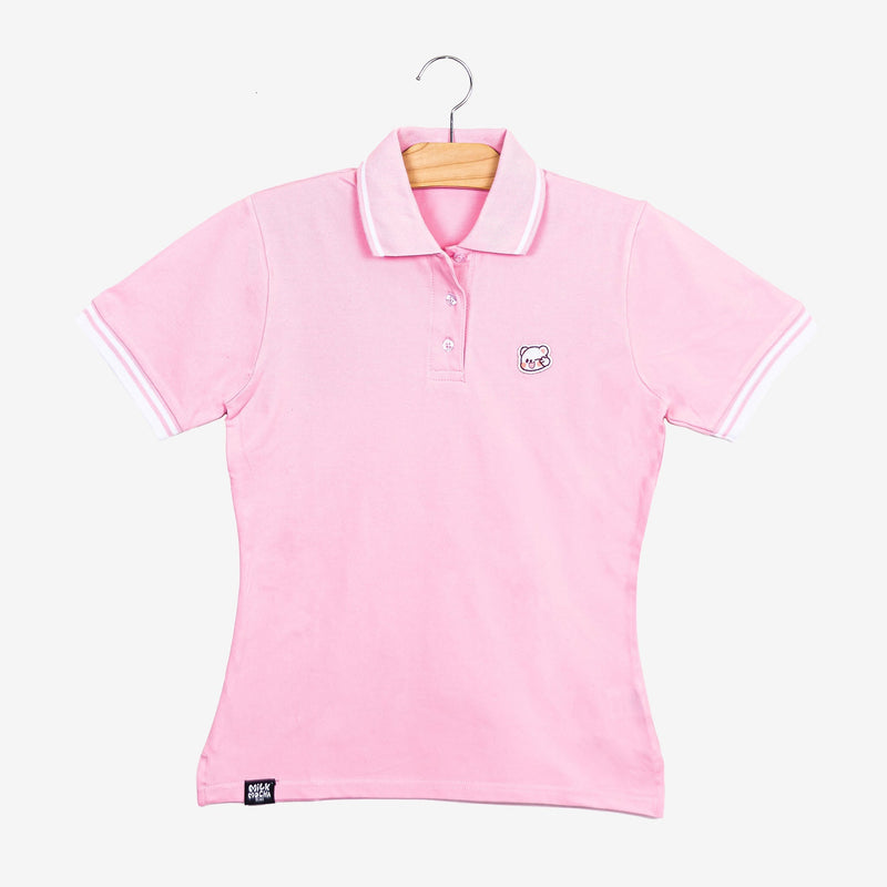 Milk Mocha Bear: Milk Polo Shirt Polos Milk Mocha Bear Pink Women XS