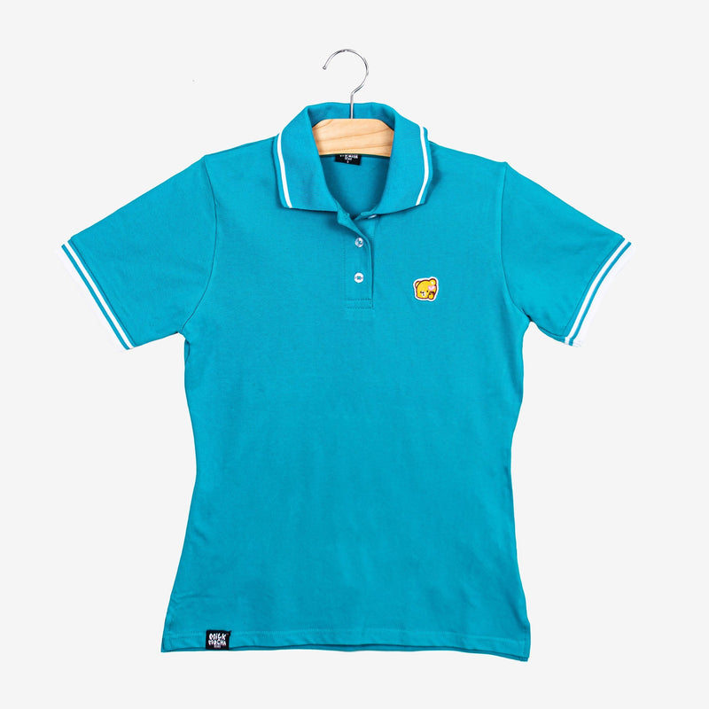 Milk Mocha Bear: Mocha Polo Shirt Polos Milk Mocha Bear Aquamarine Women XS