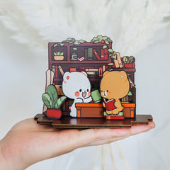 Milk Mocha Bear: Tranquil Study Wooden Standee Standee Milk Mocha Bear