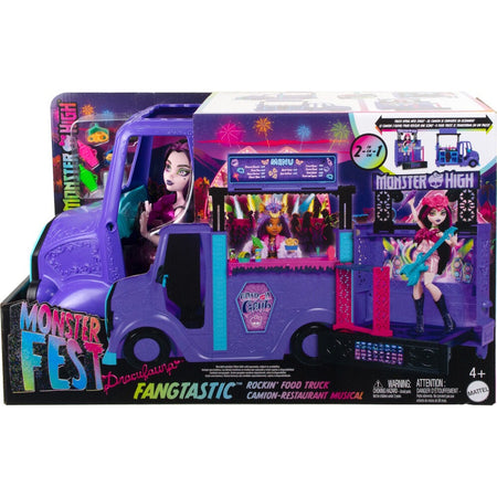 Monster High: Fangtastic Rockin Food Truck Draculaura Doll & Playset & Pullout Stage Toys & Games Mattel