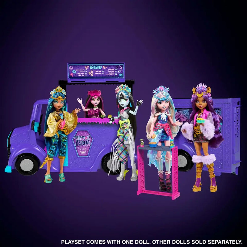Monster High: Fangtastic Rockin Food Truck Draculaura Doll & Playset & Pullout Stage Toys & Games Mattel