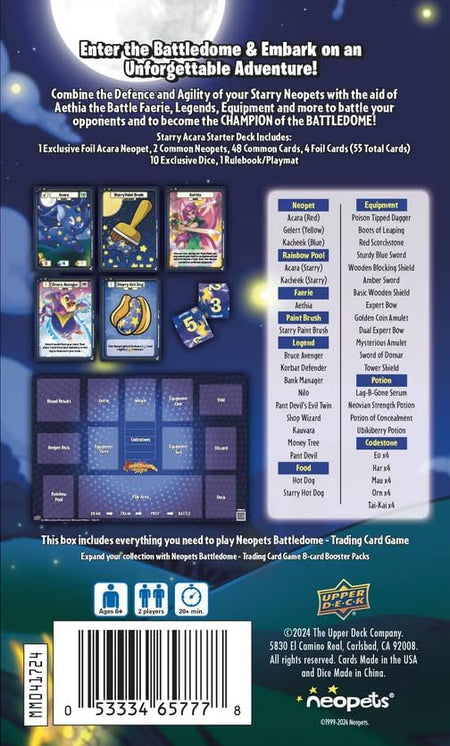 Neopets Battledome TCG: Defenders of Neopia Starter Deck - Starry Arcara Card Game Upper Deck
