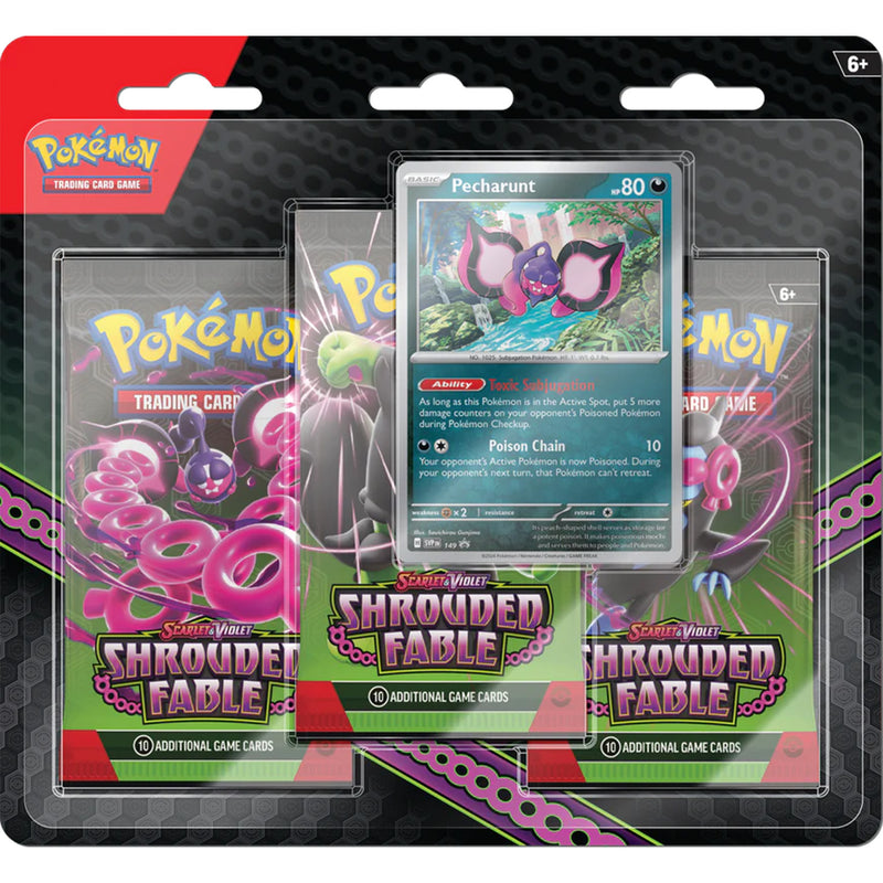 Pokemon TCG: Scarlet & Violet - Shrouded Fable Pecharunt 3 Booster Blister Pack Card Game Pokemon