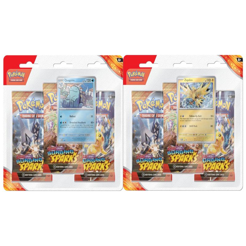 Pokemon TCG: Scarlet & Violet - Surging Sparks 3 Booster Pack Blister Bundle Card Game Pokemon