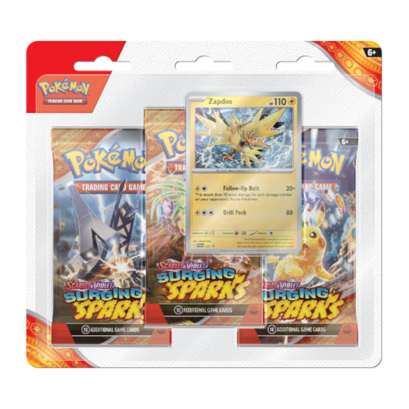 Pokemon TCG: Scarlet & Violet - Surging Sparks 3 Booster Pack Blister Bundle Card Game Pokemon