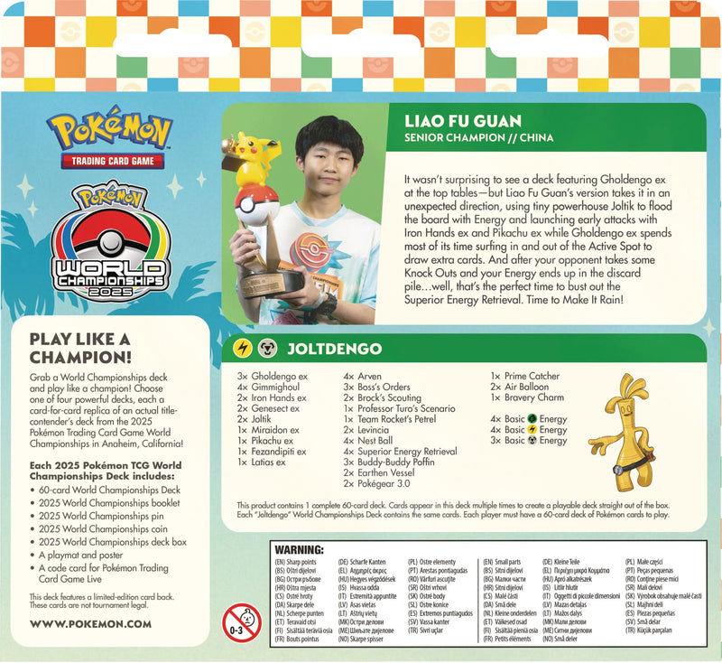 Pokemon TCG: 2025 World Championships Deck - Liao Fu Guan's Joltdengo (Senior Champion) Card Game Pokemon