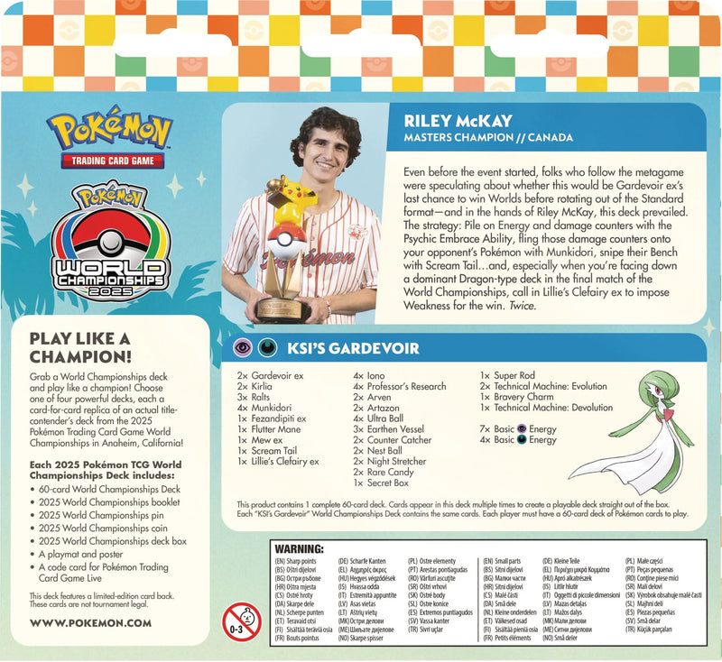 Pokemon TCG: 2025 World Championships Deck - Riley McKay's KSI's Gardevoir (Masters Champion) Card Game Pokemon