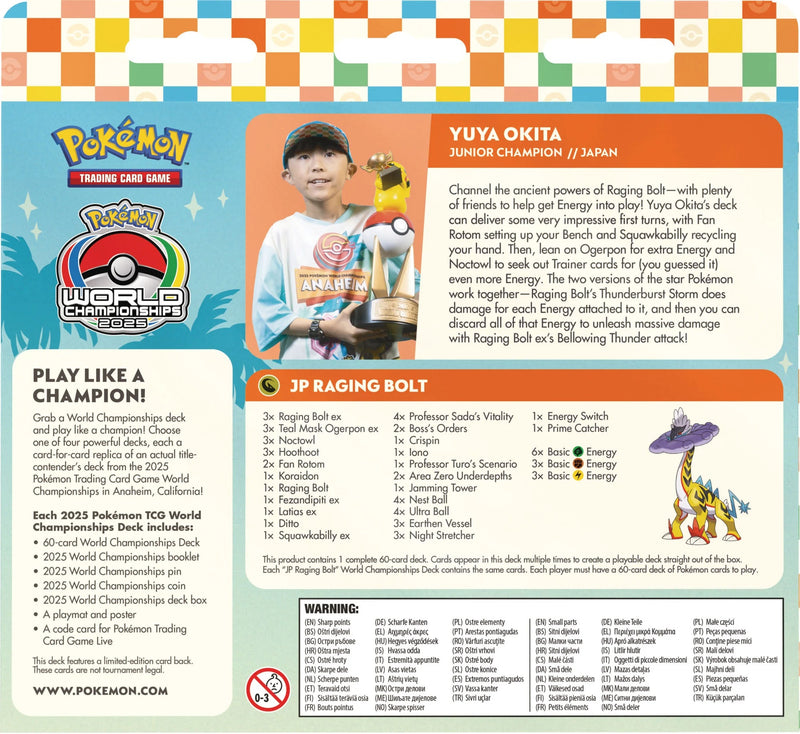 Pokemon TCG: 2025 World Championships Deck - Yuka Okita's JP Raging Bolt (Junior Champion) Card Game Pokemon