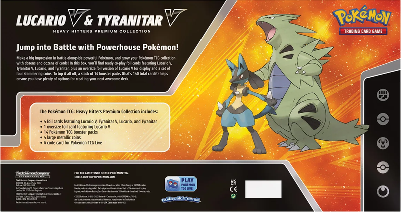 Pokemon TCG: Heavy Hitters Premium Collection Box: Featuring: Lucario V, Tyranitar V, Lucario & Tyranitar Card Game Pokemon