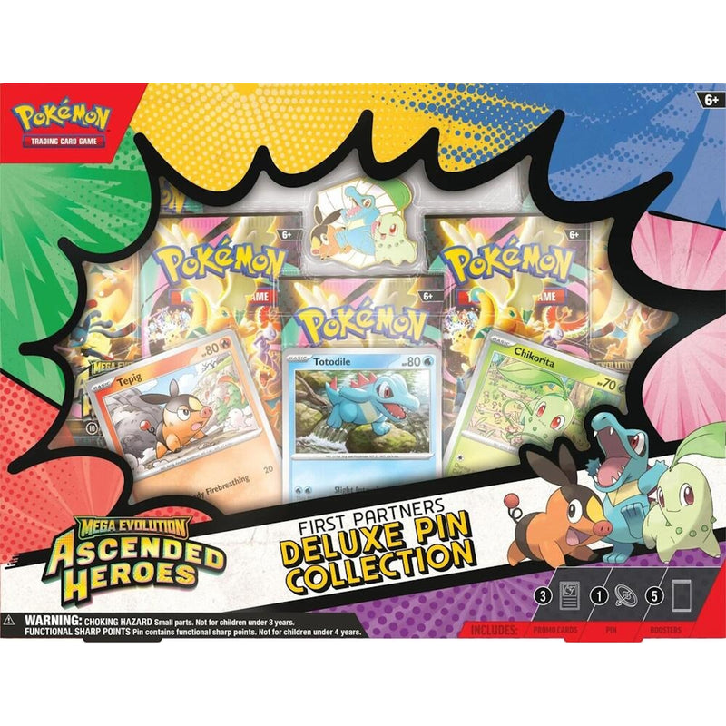 Pokemon TCG: Mega Evolution - Ascended Heroes First Partners Deluxe Pin Collection (Chikorita, Tepig, and Totodile) Card Game Pokemon