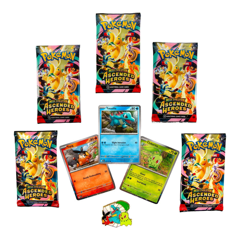 Pokemon TCG: Mega Evolution - Ascended Heroes First Partners Deluxe Pin Collection (Chikorita, Tepig, and Totodile) Card Game Pokemon