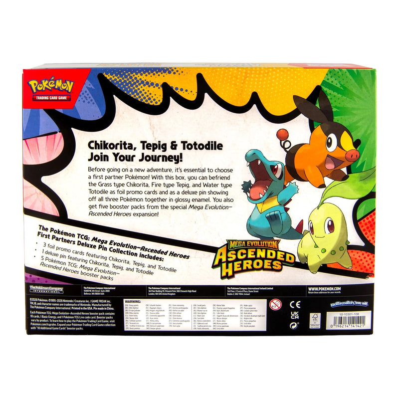 Pokemon TCG: Mega Evolution - Ascended Heroes First Partners Deluxe Pin Collection (Chikorita, Tepig, and Totodile) Card Game Pokemon