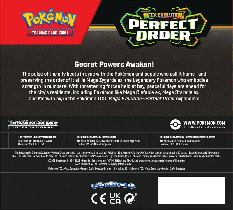 Pokemon TCG: Mega Evolution - Perfect Order Booster Box - 36 Packs Card Game Pokemon