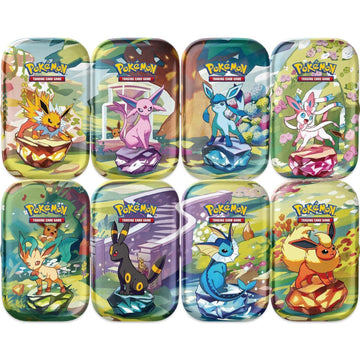 Pokemon TCG: Scarlet & Violet Prismatic Evolutions Mini Tin Display Box - 8 Tins Card Game Pokemon
