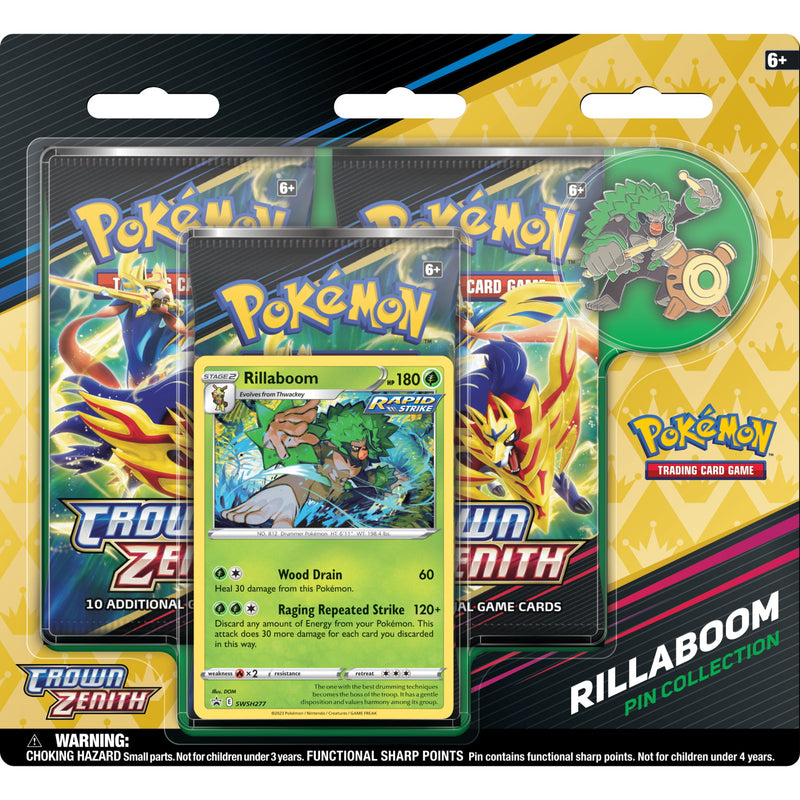 Pokemon TCG: Crown Zenith Pin Collection - Rillaboom Card Game Pokemon